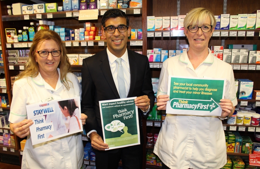 Rishi Sunak at Mills Pharmacy, Bedale