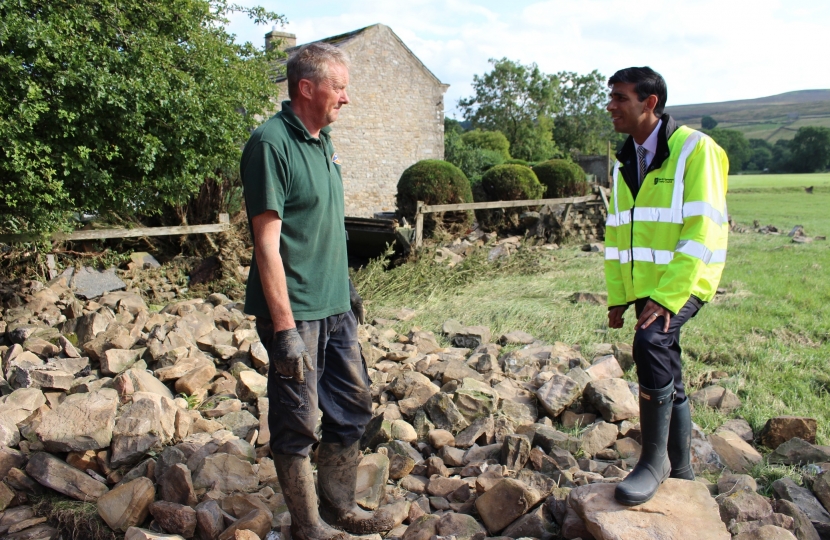 Rishi Sunak at flood-damage Fremington