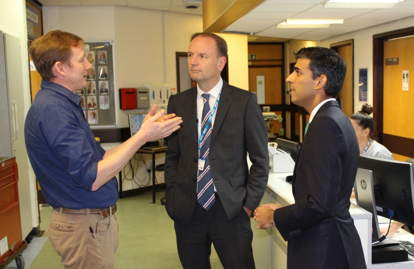 Rishi Sunak with Simon Stevens and Dr James Dunbar