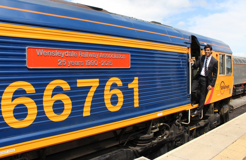 Rishi Sunak on the Wensleydale Railway at Leeming Bar station