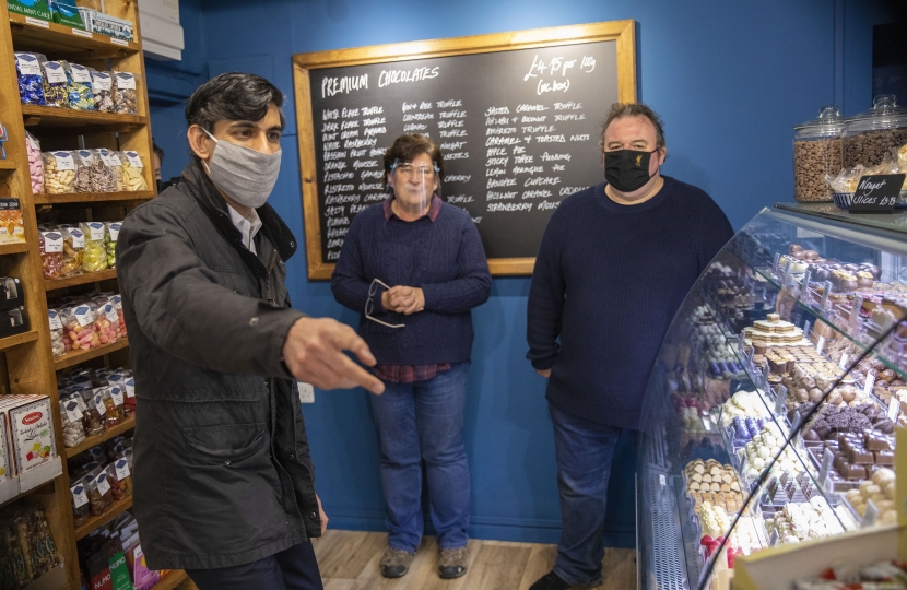 Rishi Sunak at Ballantyne's Chocolate Shop Bedale