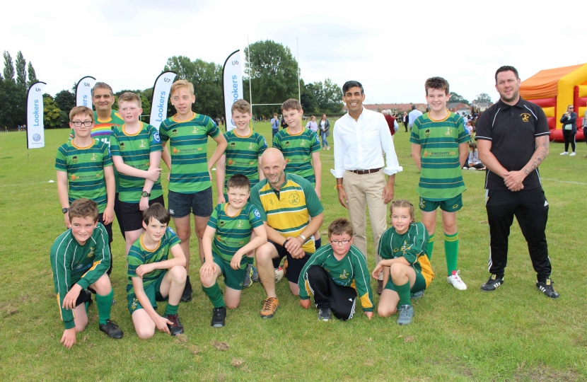 Rishi Sunak at Northallerton Rugby Football Club juniors