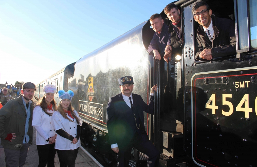 Rishi Sunak on the Polar Express on the Wensleydale Railway