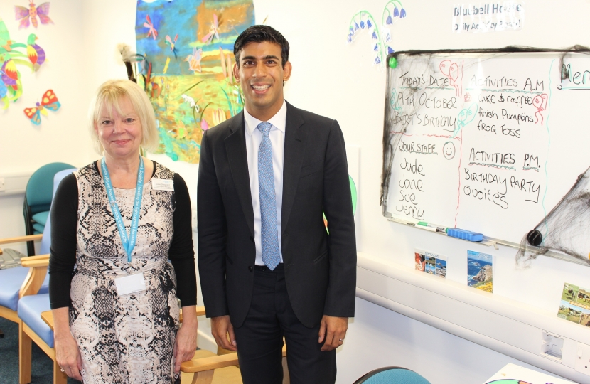 Jane Shepherd, day support manager, with Rishi Sunak