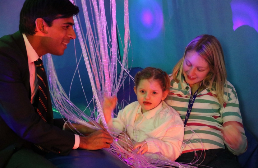 Rishi meets pupils and staff in the school's multi-sensory studio