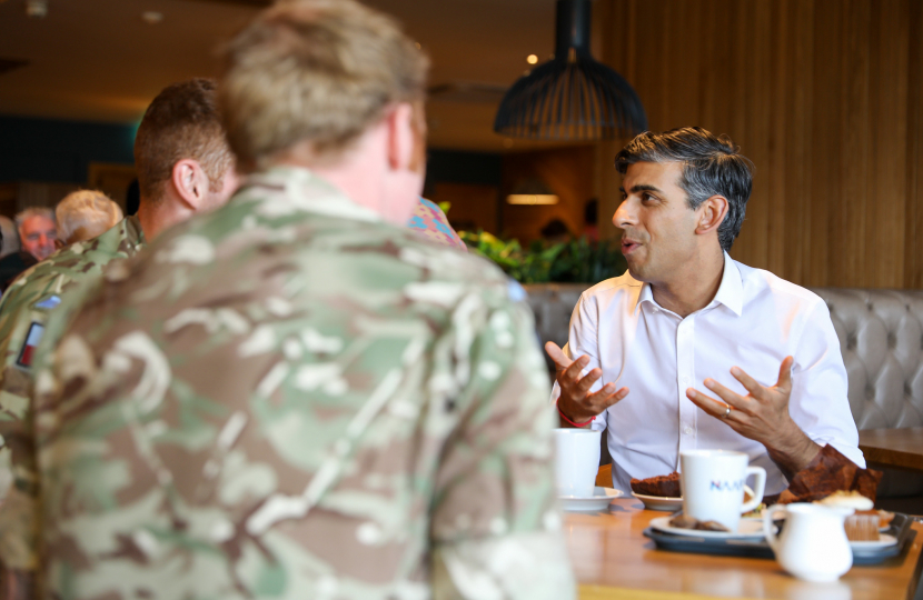 Rishi Sunak at the NAAFI cafe