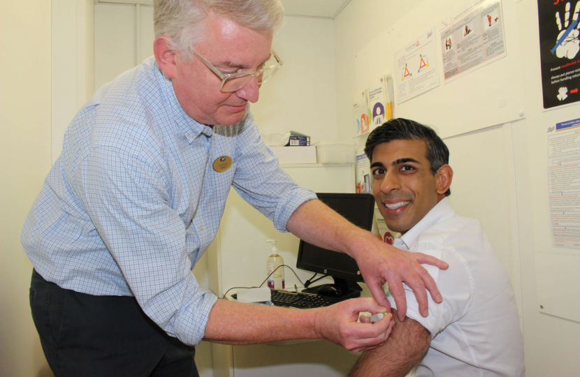 Rishi Sunak gets his flu jab at Boots Richmond