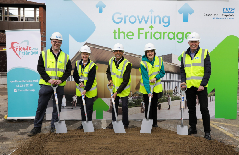 Rishi Sunak helps start the work on the Friarage Hospital's new surgical hub