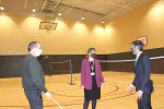 Rishi Sunak in the refurbished Stokesley School sports hall