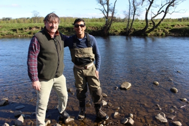 Rishi Sunak on the River Ure with David Bamford