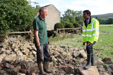 Rishi Sunak at flood-damage Fremington