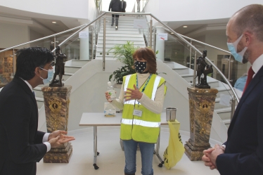 Rishi Sunak at the Tennants Auction Centre vaccination hub