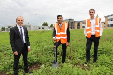 Rishi Sunak at turf turning ceremony Thirston Road, Northallerton