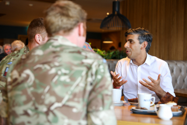 Rishi Sunak at the NAAFI cafe