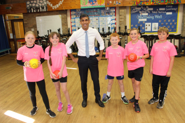 Rishi Sunak with the Michael Syddall Dodgeball team