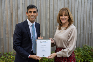 Rishi Sunak with Points of Light award winner Laura Ashurst