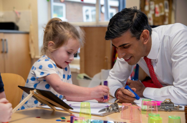 Rishi Sunak at RAF Kidz nursery RAF Leeming