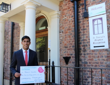 Rishi with his message of support for Hospice Care Week